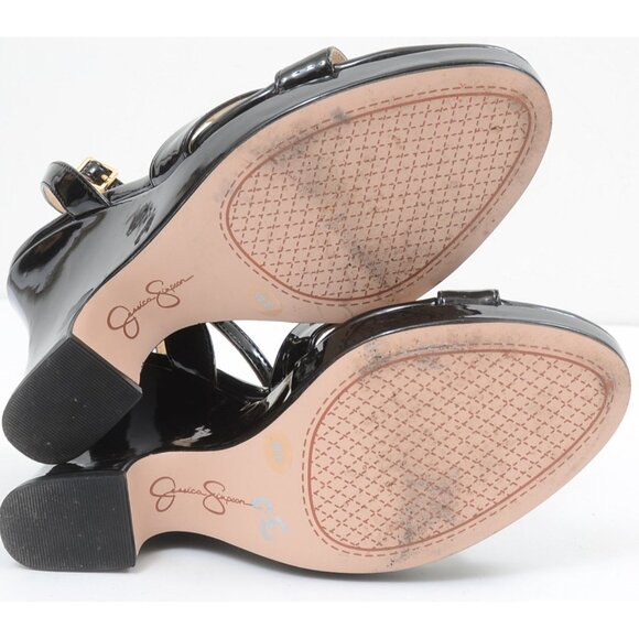 Jessica Simpson OJILLY Patent High Wedge Platform Sandal Size 9 Retro Sexy - Picture 8 of 9